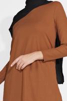 Tesettür giyim TABA DESENLİ 2&prime;Lİ PANTOLONLU TAKIM 6175-1 