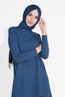 Tesettür giyim LACİVERT DESENLİ 2&prime;Lİ PANTOLONLU TAKIM 6175-1 