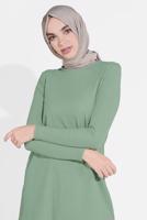 Tesettür giyim YEŞİL DESENLİ 2&prime;Lİ PANTOLONLU TAKIM 6175-1 