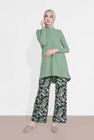Tesettür giyim YEŞİL DESENLİ 2&prime;Lİ PANTOLONLU TAKIM 6175-1 