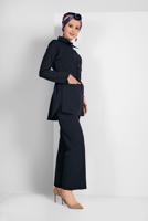 Tesettür giyim LACİVERT DÜĞMELİ CEP DETAYLI PANTOLONLU TAKIM 05208