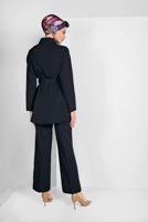 Tesettür giyim LACİVERT DÜĞMELİ CEP DETAYLI PANTOLONLU TAKIM 05208