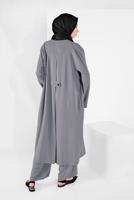 Tesettür giyim GRİ SALAŞ İKİLİ PANTOLONLU TAKIM 31208