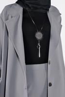 Tesettür giyim GRİ SALAŞ İKİLİ PANTOLONLU TAKIM 31208