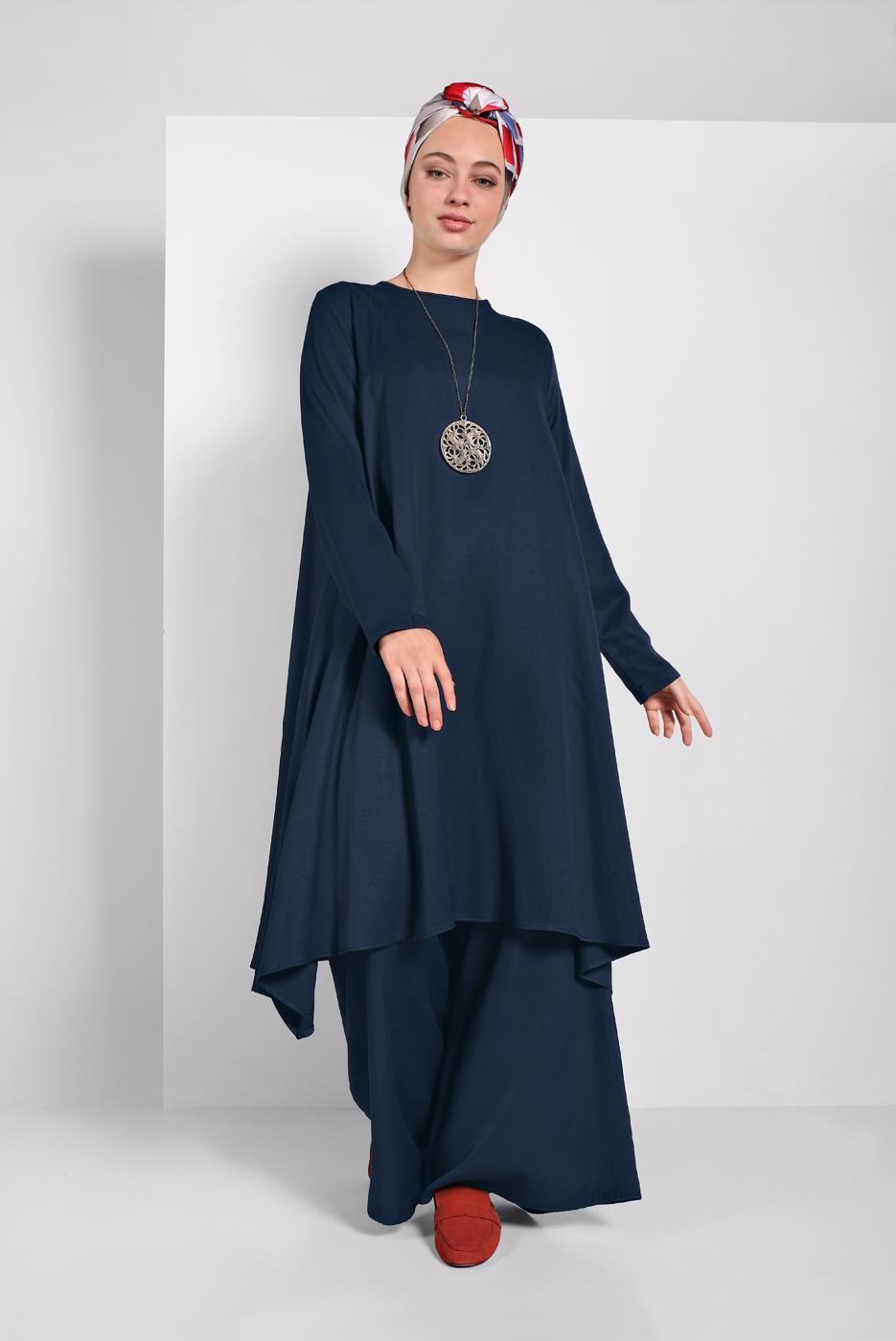 Tesettür giyim LACİVERT İKİLİ SALAŞ TAKIM 73108 