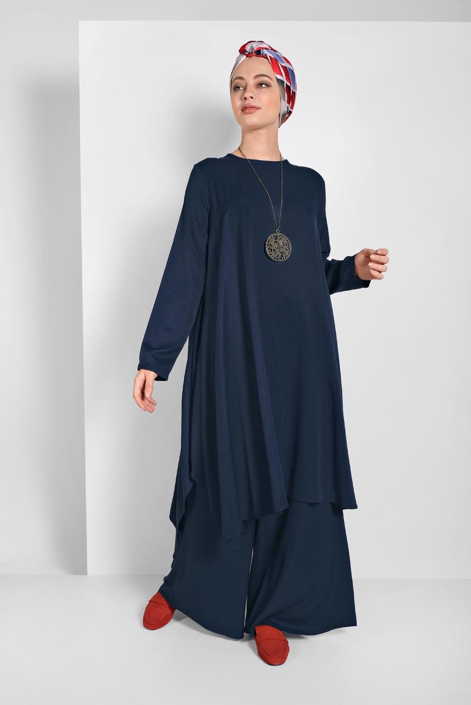 Tesettür giyim LACİVERT İKİLİ SALAŞ TAKIM 73108 