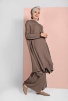 Tesettür giyim KAHVE İKİLİ SALAŞ TAKIM 73108 