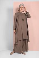 Tesettür giyim KAHVE İKİLİ SALAŞ TAKIM 73108 