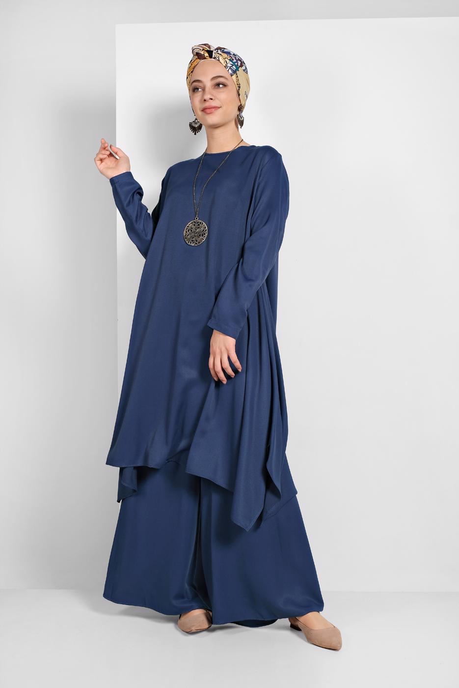 Tesettür giyim LACİVERT İKİLİ SALAŞ TAKIM 73108 