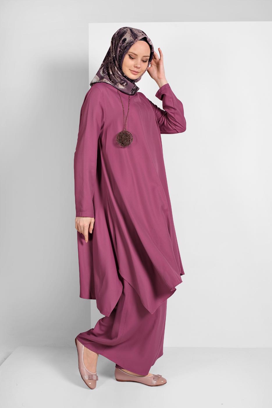 Tesettür giyim PEMBE İKİLİ SALAŞ TAKIM 73108 