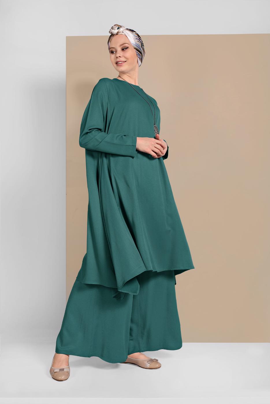 Tesettür giyim YEŞİL İKİLİ SALAŞ TAKIM 73108 