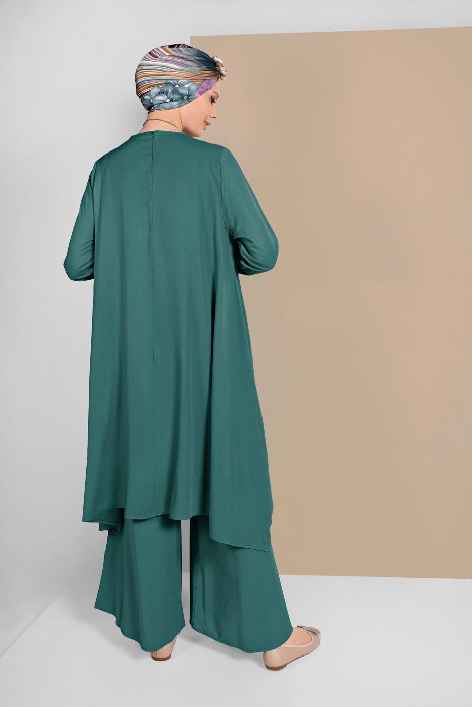 Tesettür giyim YEŞİL İKİLİ SALAŞ TAKIM 73108 
