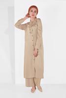 Vêtements hijab BEIGE COSTUME À BOUTONNÉ 78108