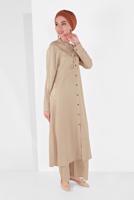 Vêtements hijab BEIGE COSTUME À BOUTONNÉ 78108