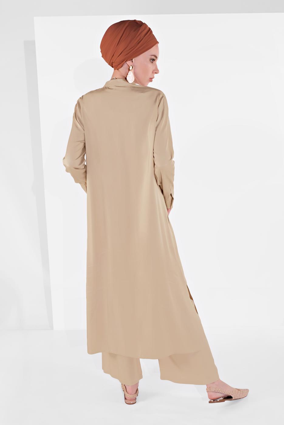 Vêtements hijab BEIGE COSTUME À BOUTONNÉ 78108