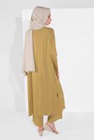Tesettür giyim TURUNCU BOYDAN DÜĞMELİ PANTOLONLU TAKIM  78108 