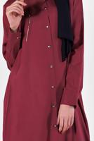 Tesettür giyim BORDO BOYDAN DÜĞMELİ PANTOLONLU TAKIM  78108 