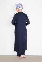 Tesettür giyim LACİVERT BOYDAN DÜĞMELİ PANTOLONLU TAKIM  78108 
