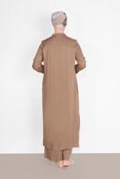 Tesettür giyim VİZON BOYDAN DÜĞMELİ PANTOLONLU TAKIM  78108 