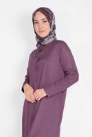 Tesettür giyim MÜRDÜM BOYDAN DÜĞMELİ PANTOLONLU TAKIM  78108 
