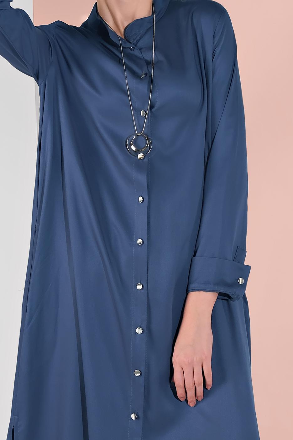 Tesettür giyim LACİVERT BOYDAN DÜĞMELİ PANTOLONLU TAKIM  78108 