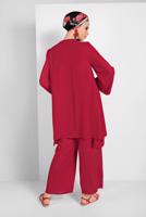 Hijab clothing RED FLOWING BELTED SUIT 0002 