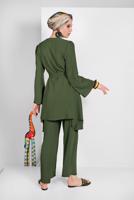 Vêtements hijab KAKI COSTUME À FLUIDE AVEC CEINTURE 0002 