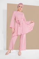 Vêtements hijab POUDRE COSTUME À FLUIDE AVEC CEINTURE 0002 