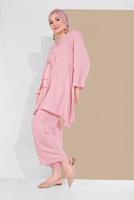 Vêtements hijab POUDRE COSTUME À FLUIDE AVEC CEINTURE 0002 