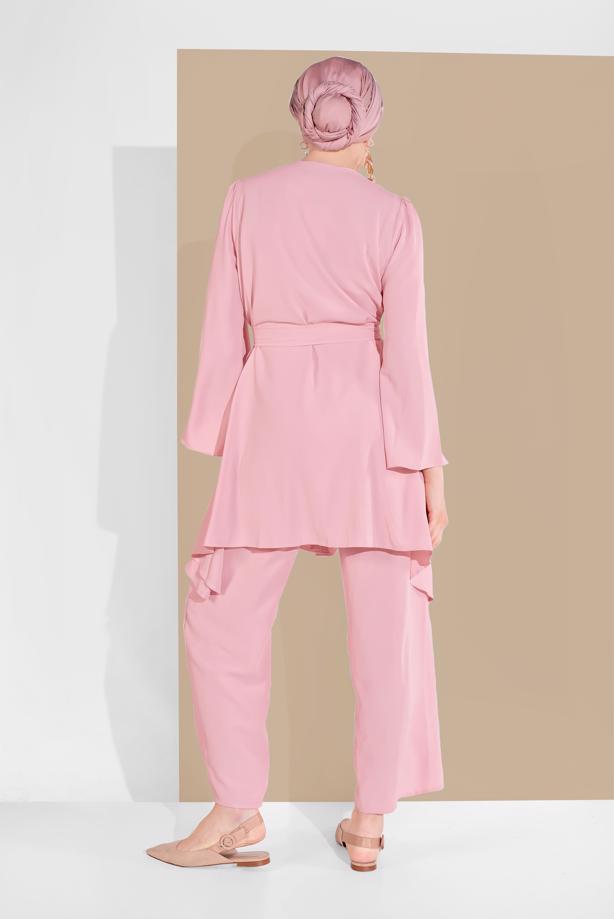 Tesettür giyim  SALAŞ KESİM 2′Lİ PANTOLONLU TAKIM 0002 - TRENDTESETTÜR