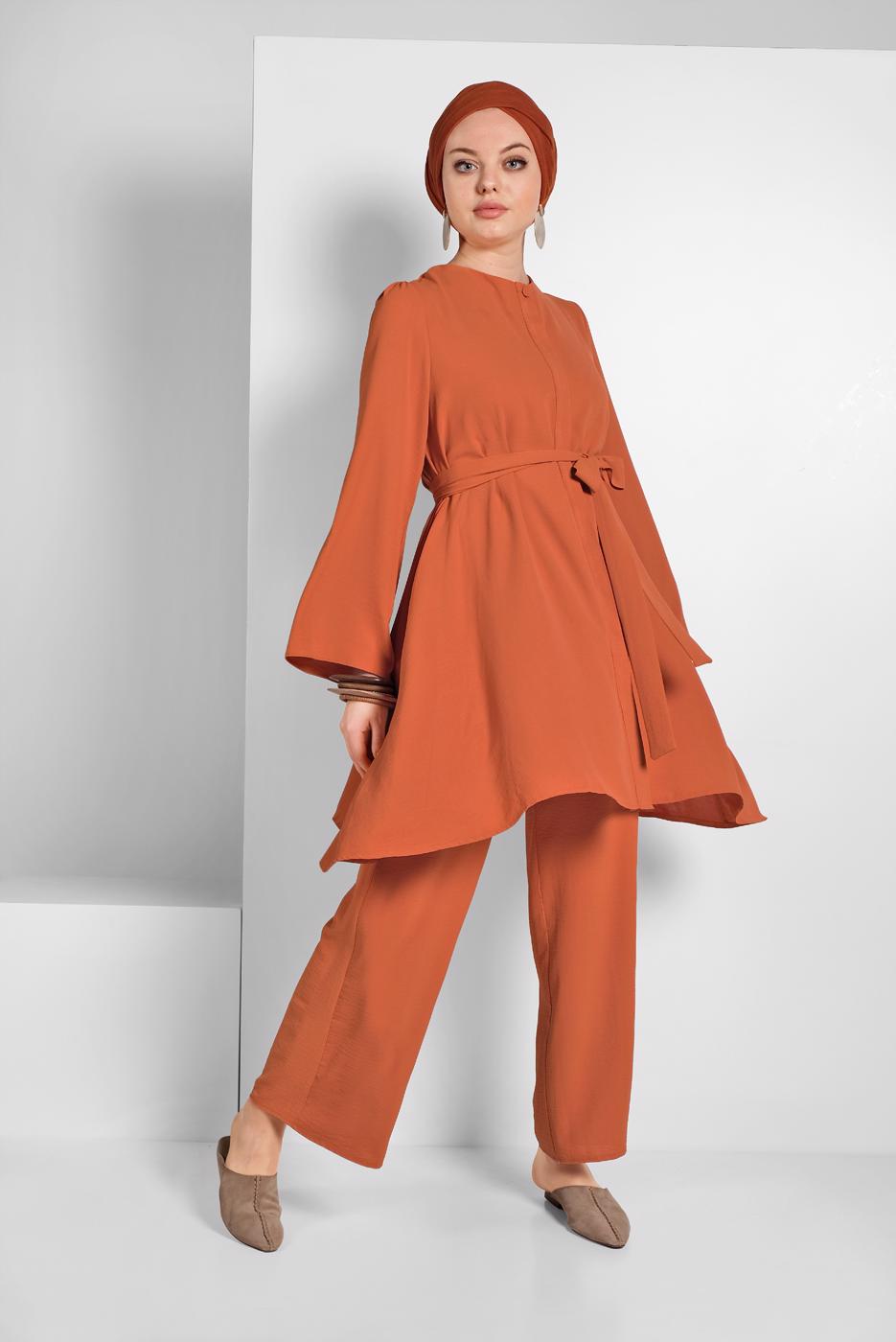 Hijab clothing TABA FLOWING BELTED SUIT 0002 