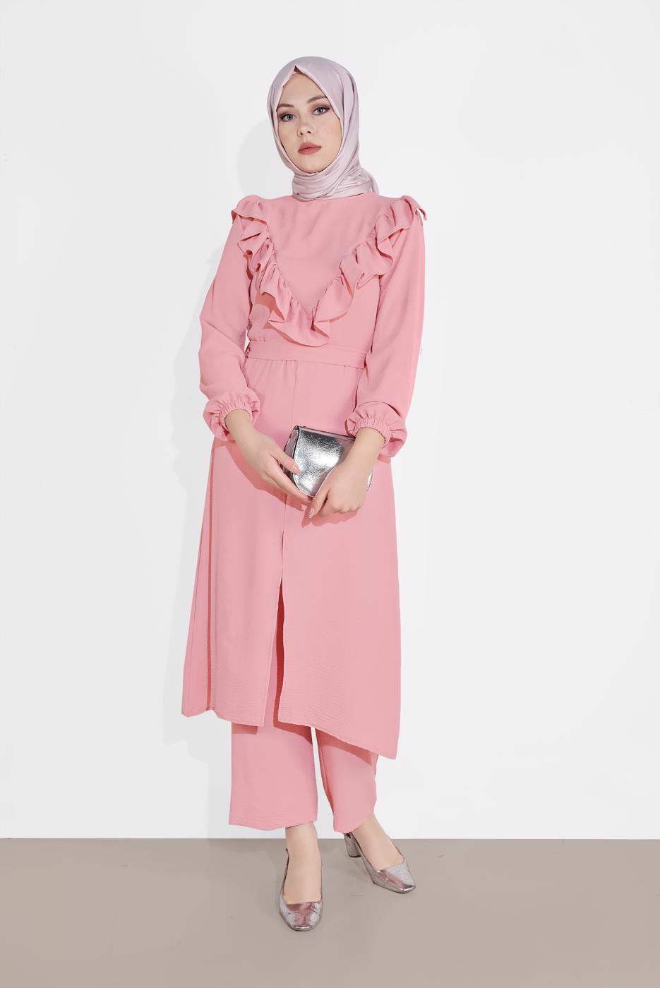 Vêtements hijab POUDRE COSTUME RUCHÉ 0161