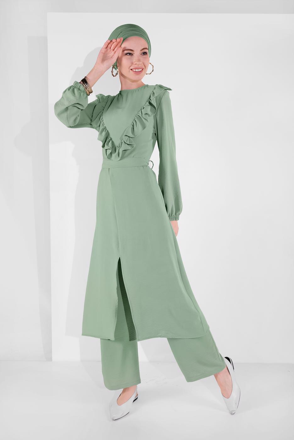 Vêtements hijab VERT COSTUME RUCHÉ 0161