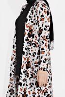 Tesettür giyim KREM FİTİLLİ DESENLİ 3&prime;LÜ PANTOLONLU TAKIM 0516