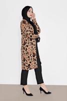 Tesettür giyim KAHVE FİTİLLİ DESENLİ 3&prime;LÜ PANTOLONLU TAKIM 0516