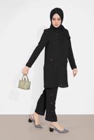 Tesettür giyim SİYAH DÜĞMELİ CEPLİ PANTOLONLU TAKIM 0555
