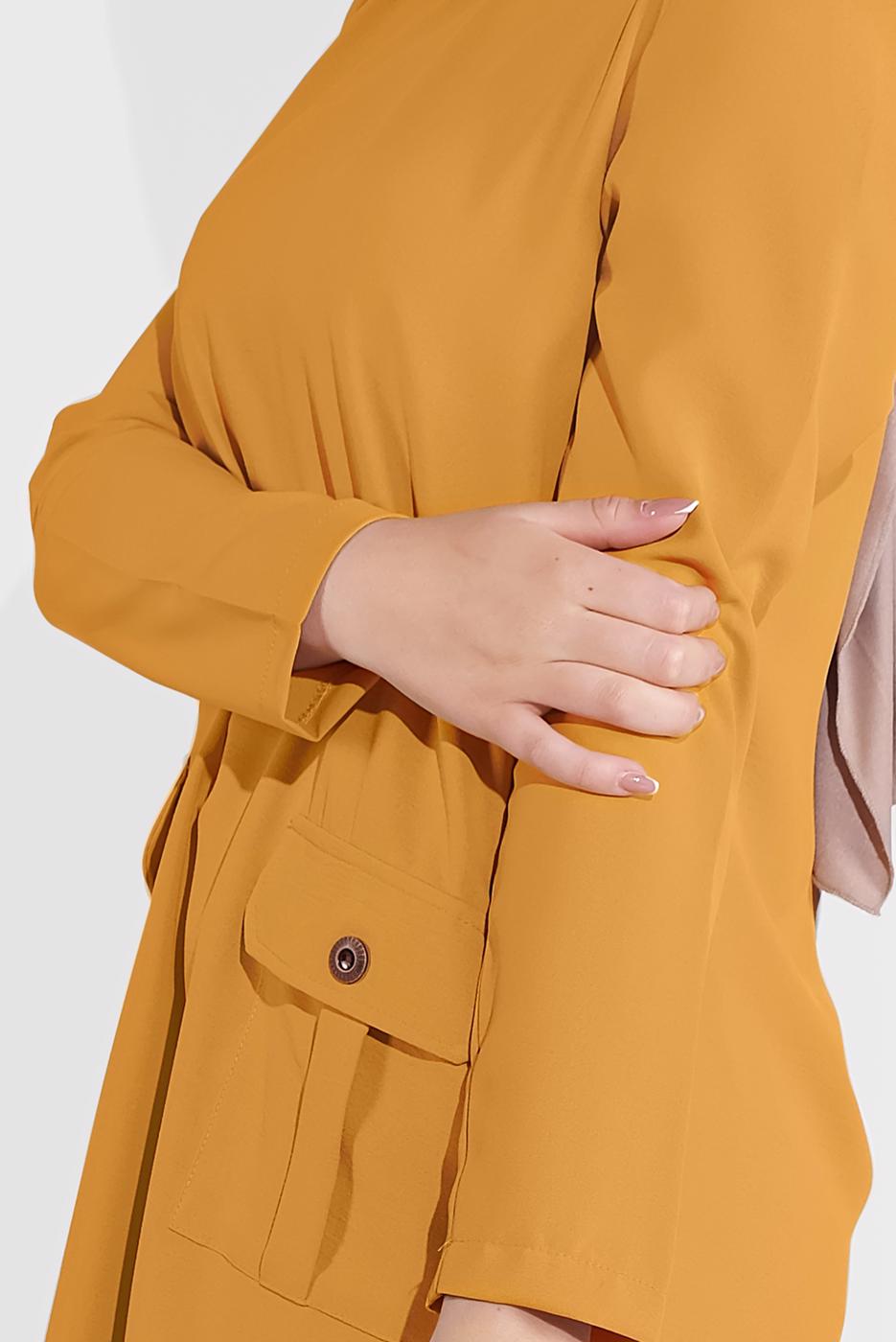 Tesettür giyim TURUNCU DÜĞMELİ CEPLİ PANTOLONLU TAKIM 0555