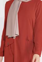 Tesettür giyim KAHVE DÜĞMELİ CEPLİ PANTOLONLU TAKIM 0555