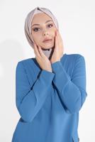 Tesettür giyim MAVİ DÜĞMELİ CEPLİ PANTOLONLU TAKIM 0555