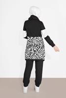 Tesettür giyim SİYAH ZEBRA DESENLİ PANTOLONLU TAKIM  0606 