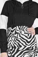 Tesettür giyim SİYAH ZEBRA DESENLİ PANTOLONLU TAKIM  0606 