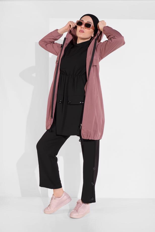 Hijab-Kleidung  DÜĞME AKSESUARLI 2&prime;Lİ PANTOLONLU TAKIM 0707 - TRENDTESETTÜR