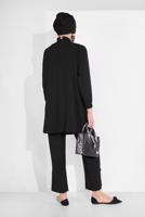 Tesettür giyim SİYAH DÜĞME AKSESUARLI İKİLİ PANTOLONLU TAKIM 0707