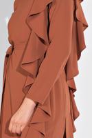 Tesettür giyim KAHVE FIRFIR DETAYLI 2&prime;Lİ PANTOLONLU TAKIM 1002