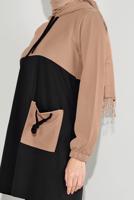 Tesettür giyim BEJ CEP DETAYLI EŞOFMAN TAKIM T 1116