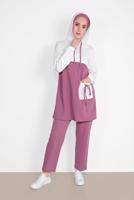 Tesettür giyim KREM CEP DETAYLI EŞOFMAN TAKIM T 1116