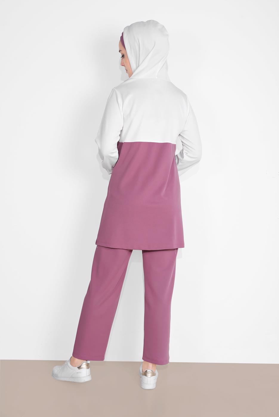 Tesettür giyim KREM CEP DETAYLI EŞOFMAN TAKIM T 1116