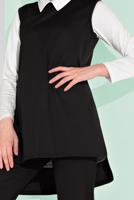 Tesettür giyim SİYAH YANDAN YIRTMAÇLI 3&prime;LÜ PANTOLONLU TAKIM 1405