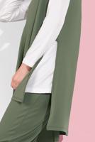 Tesettür giyim HAKİ YANDAN YIRTMAÇLI 3&prime;LÜ PANTOLONLU TAKIM 1405