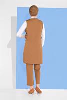 Tesettür giyim TABA YANDAN YIRTMAÇLI 3&prime;LÜ PANTOLONLU TAKIM 1405